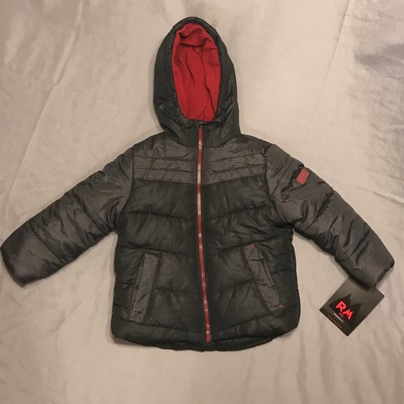 RM 1958 Insulated Hooded Jacket, Black/Red, 4T